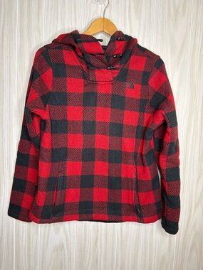 The North Face Red & Black Buffalo Plaid Hooded Pullover Jacket